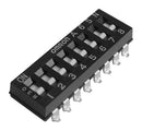 Omron A6SN-6104 A6SN-6104 DIP / SIP Switch Raised Slide 6 Circuits Surface Mount Spst 25 VDC mA