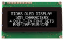 Midas MCOB42005A1V-EWS Alphanumeric Oled 20 x 4 White on Black 5V SPI English Euro Japanese 4.75 mm