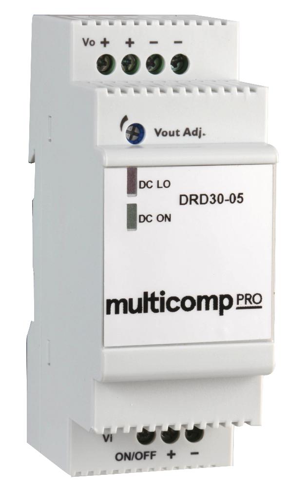 Multicomp PRO MP-DRD30-05 Isolated DIN Rail Mount DC/DC Converter ITE 4:1 22.5 W 1 Output 5 V 4.5 A