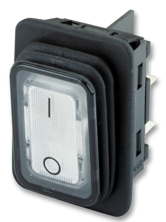 MARQUARDT 1935.3113 Rocker Switch, Illuminated, DPST, Off-On, Transparent, Panel, 20 A