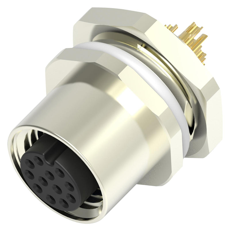 TE Connectivity T4133012121-000 Sensor Connector M12 Female 12 Positions Solder Socket Straight Panel Mount