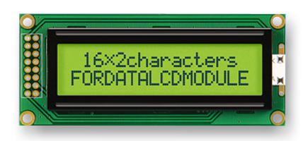 FORDATA FC1602B04-FHYYBW-91*E Alphanumeric LCD, 16 x 2, Black on Yellow / Green, 3V, English, Japanese, Transflective