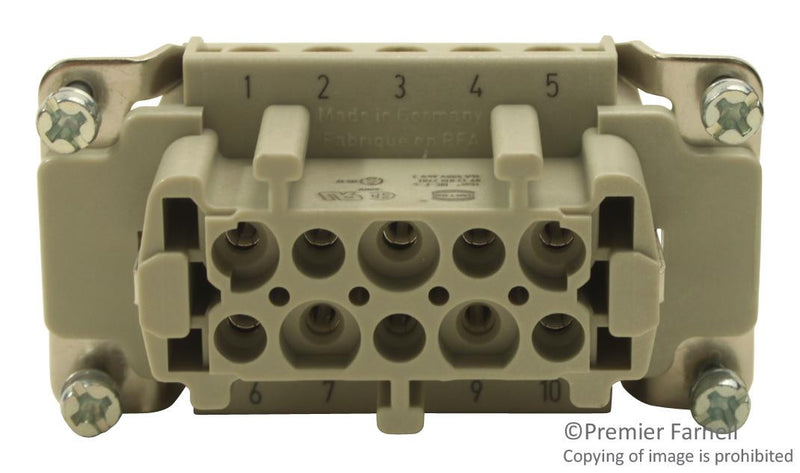 HARTING 09330102701 RECTANGULAR HAN INSERT, FEM, 10WAY SCREW