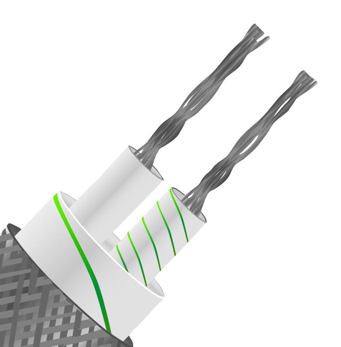 Labfacility XF-1275-FAR Thermocouple Extension Cable Glass Fibre Insulated Flat Pair Braided Type KX 7/0.2 mm 10 m