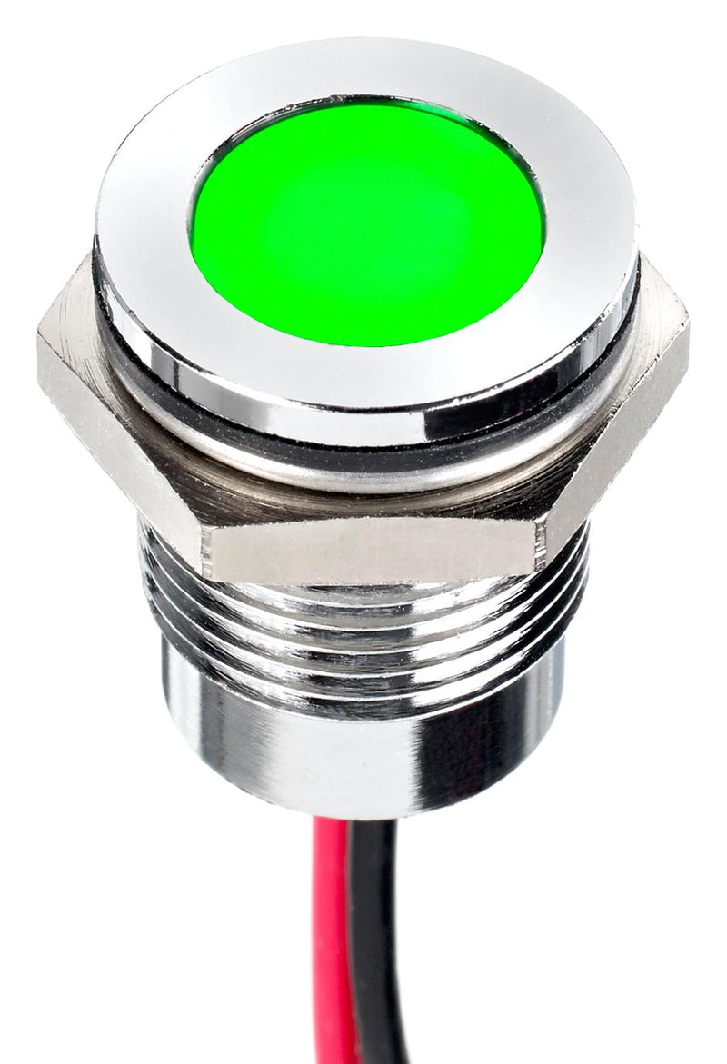 Apem Q14F5CXXHG220E LED Panel Mount Indicator Green 220 VAC 14 mm 3 mA 250 mcd IP67