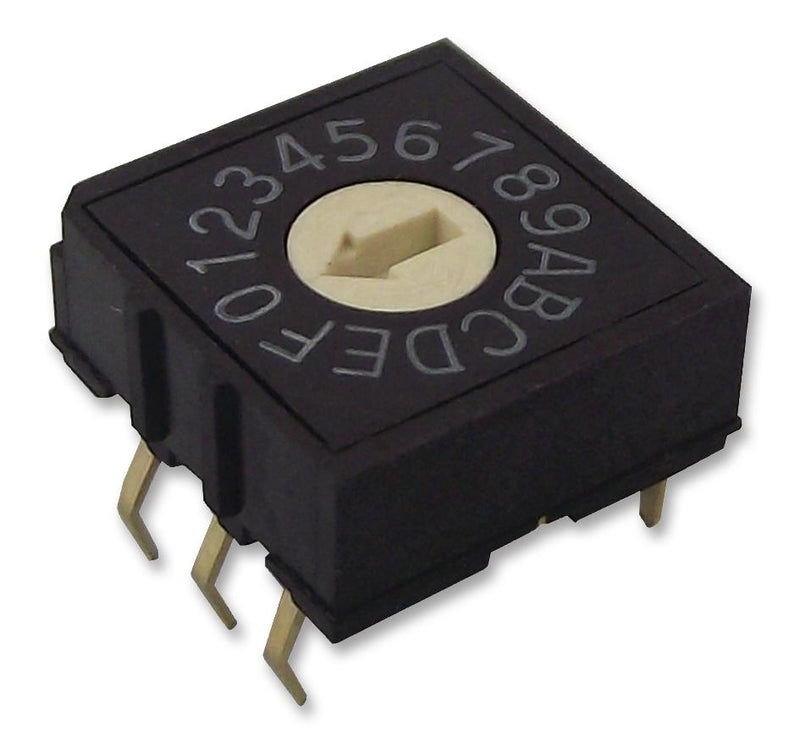 Multicomp PRO MCRS2AF-16R-V-B MCRS2AF-16R-V-B Rotary Coded Switch Through Hole 16 Position 24 VDC Hexadecimal 25 mA