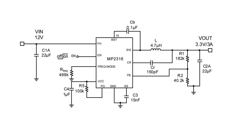 Monolithic Power Systems (MPS) MP2316GD-P DC-DC Switching Synchronous Buck Regulator 4V-19V in 600mV to 19V out 3A QFN-14 New