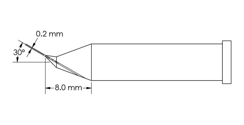 Metcal GT6-CN0002R Soldering Tip Conical/Bent 0.2 x 8 mm Station