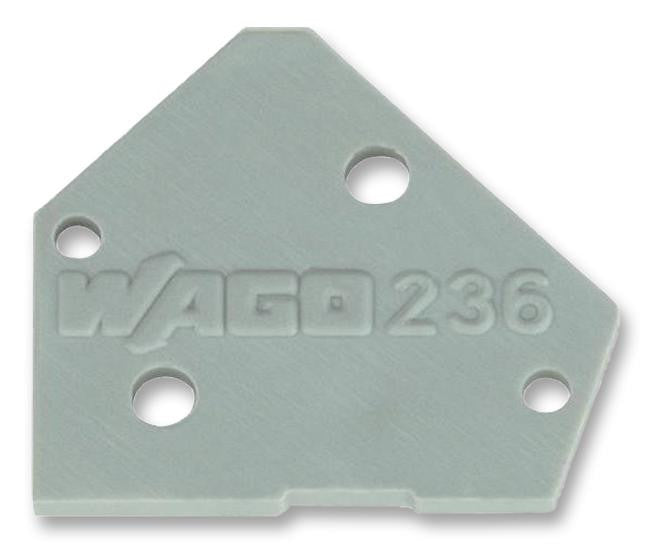 WAGO 236-100 End Cover, for Use with Terminal Blocks, Grey