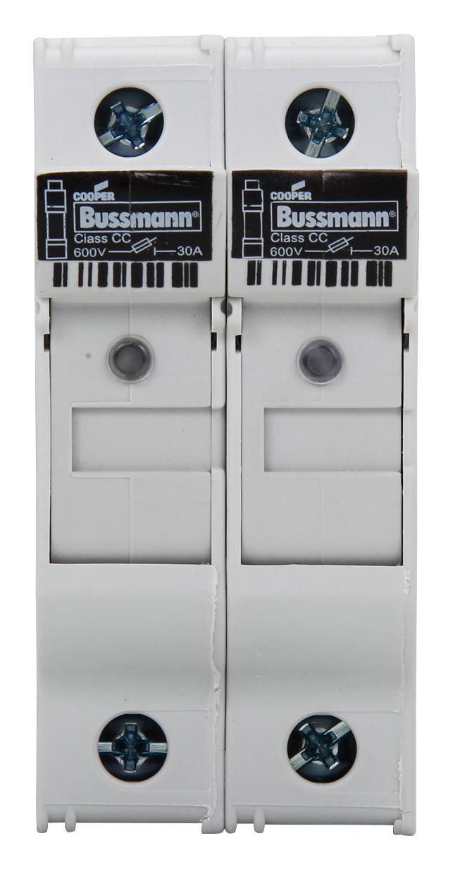 EATON BUSSMANN SERIES CHCC2DIU DIN RAIL FUSE HOLDER, 30A, 600VAC, SCREW