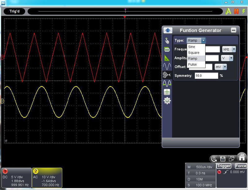 Multicomp PRO MP720016 EU-UK PC USB Oscilloscope Scope Series 2 Analogue 1 Ext Trigger 25 MHz 100 Msps 5 Kpts 14 ns