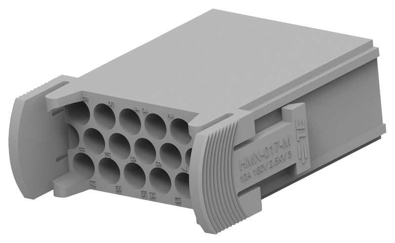 TE Connectivity T2111172101-007 Heavy Duty Connector Insert HMN Series 17 Contacts Plug Crimp Pin - Not Supplied 10 A