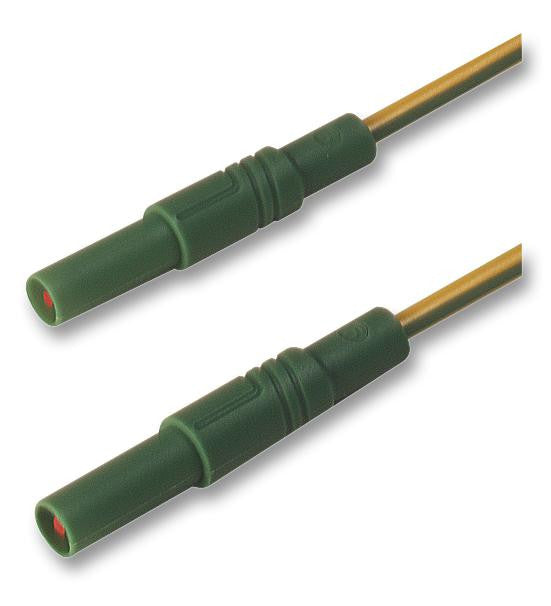 HIRSCHMANN TEST AND MEASUREMENT 934075188 Test Lead, 4mm Banana Plug to 4mm Banana Plug, Green, Yellow, 1 kV, 32 A, 1 m