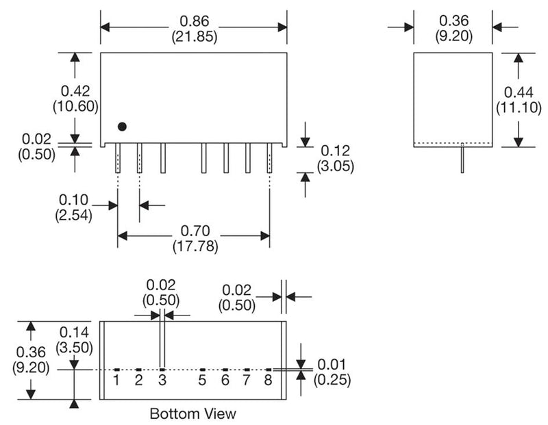 XP Power IZ1205SA IZ1205SA Isolated Through Hole DC/DC Converter Regulated ITE 2:1 3 W 1 Output 5 V 600 mA