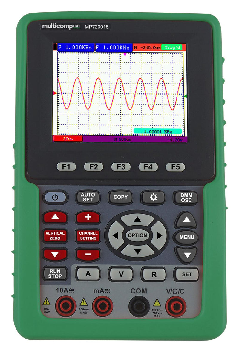 Multicomp PRO MP720015 EU-UK Oscilloscope DMM Handheld DSO Series 1 Analogue 60 MHz 500 Msps 24 Kpts 5.8 ns