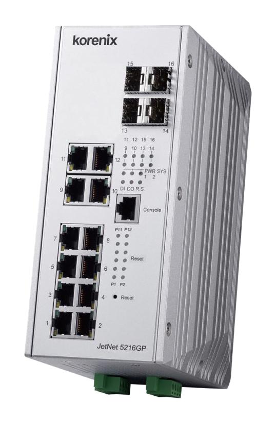 Korenix JETNET 5216GP-4F Ethernet Switch 10MBPS 100MBPS 1GBPS