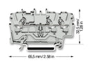 WAGO 2004-1301 3 Way 32A 800V DIN Rail Mount Terminal Block, 20-10AWG, 4mm&sup2; - Grey