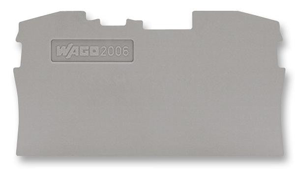 WAGO 2006-1291 END PLATE, FOR 2 COND TB, GREY