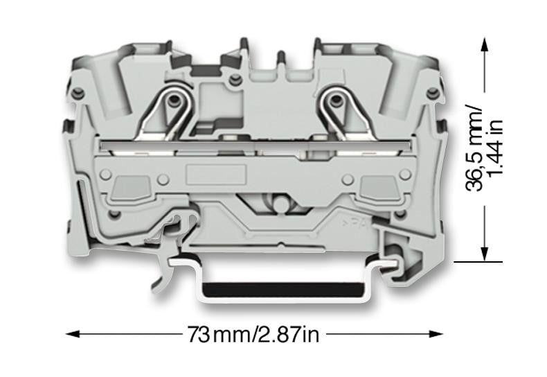 WAGO 2016-1201 2 Way 76A 800V DIN Rail Mount Terminal Block, 20-6AWG, 16mm&iuml;&iquest;&frac12; - Grey