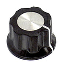 Alcoswitch - TE Connectivity PKES120B1/4 Knob Round Shaft 6.35 mm Phenolic Fluted Skirted With Indicator Line 32.9