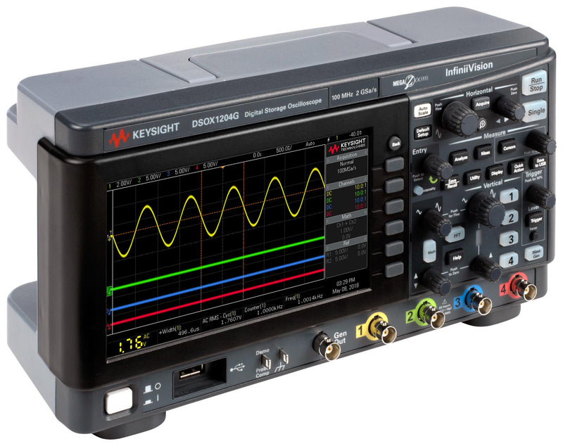 Keysight Technologies DSOX1204G+D1200BW1A Digital Oscilloscope Infiniivision 1000 X-Series 4 Channel 100 MHz 1 Gsps Mpts 3.5 ns