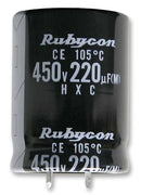 RUBYCON 450HXC68MEFCSN22X30 Electrolytic Capacitor, Snap-in, 68 &micro;F, 450 V, HXC Series, 2000 hours @ 105&deg;C, &plusmn; 20%