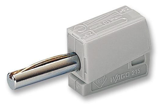 WAGO 215-811 Banana Test Connector, 4mm, Plug, Cable Mount, 20 A, 42 V, Grey