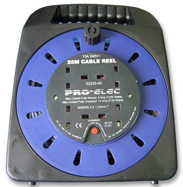 PRO Elec 2225-4-25M 2225-4-25M Cable Reel 4 Socket 25M