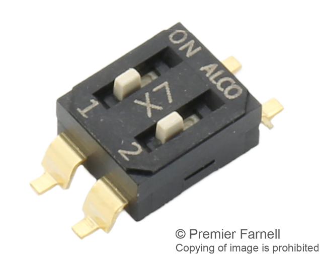 Alcoswitch - TE Connectivity EDS02SGNNTU04Q DIP / SIP Switch Raised Type 2 Circuits Spst SMD EDS Series Unsealed 24 V