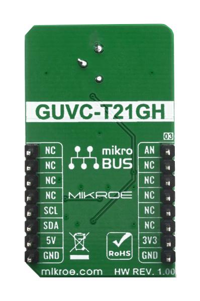 Mikroelektronika MIKROE-4144 MIKROE-4144 Click Board UVC Optical Light GUVC-T21GH Analog I2C Mikrobus 3.3 V/5 V