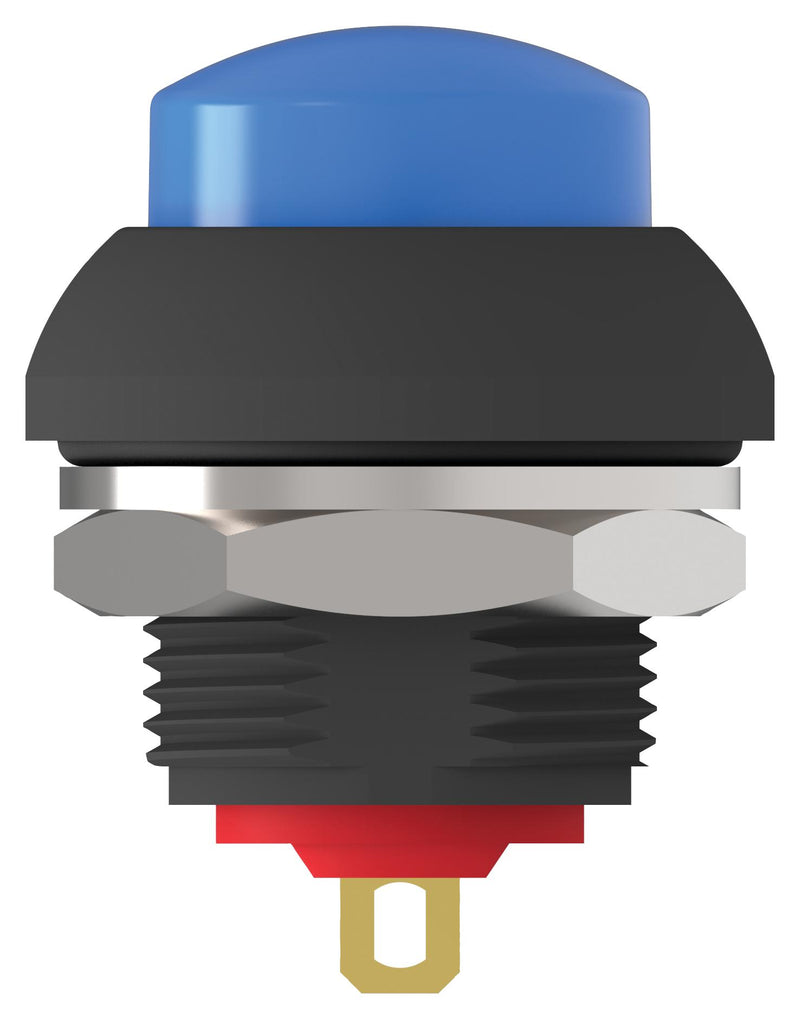 Alcoswitch - TE Connectivity PB6B2HS7M1CAL00 Industrial Pushbutton Switch Subminiature PB6 13.6 mm SPST-NO Off-(On) Round Raised Blue