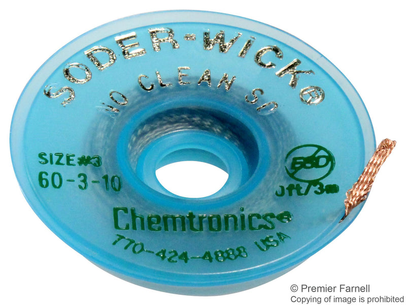 CHEMTRONICS 60-3-10 Desoldering Braid, Soder-Wick&iuml;&iquest;&frac12;, No-Clean,