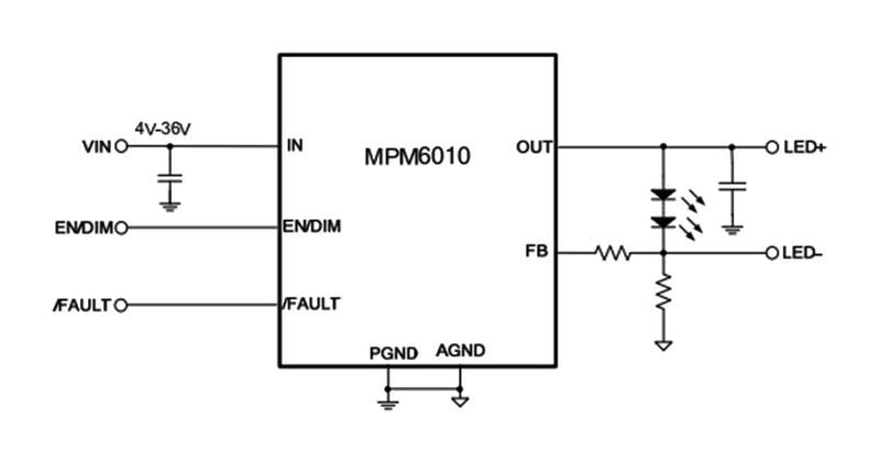 Monolithic Power Systems (MPS) MPM6010GQVE-AEC1-P LED Driver 1 Output Synchronous Buck 4 V to 36 Input 2.2 MHz 1.5 A QFN-17 New