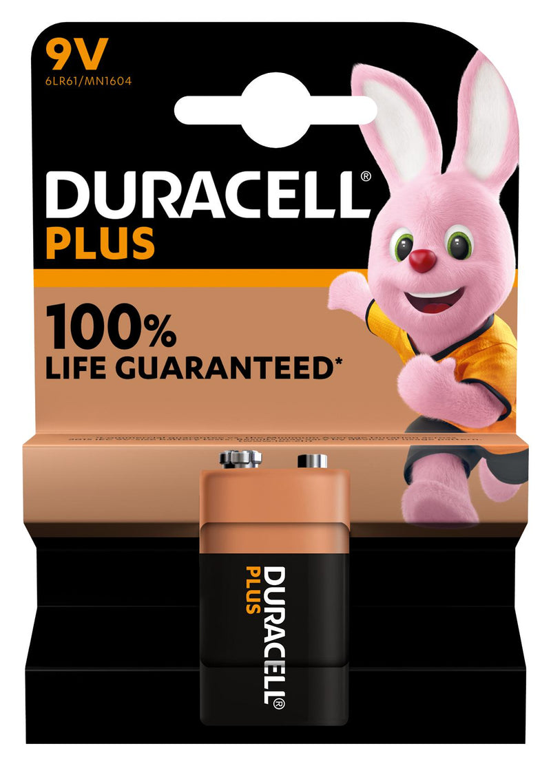 Duracell MN1604 P1 +/PWR MN1604 +/PWR Battery 9 V PP3 Alkaline Snap Contact New