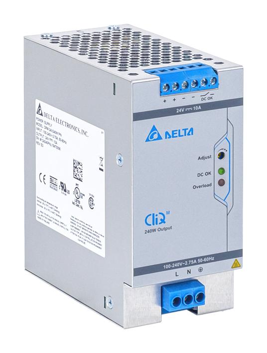 Delta Electronics / Power DRM-24V240W1PN AC/DC DIN Rail Supply (PSU) ITE 1 Output 240 W 24 V 10 A