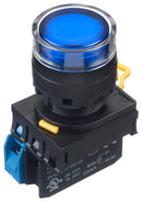 Idec YW1L-MF2E10Q4S Illuminated Pushbutton Switch YW Series SPST-NO Momentary Spring Return 24 V Blue