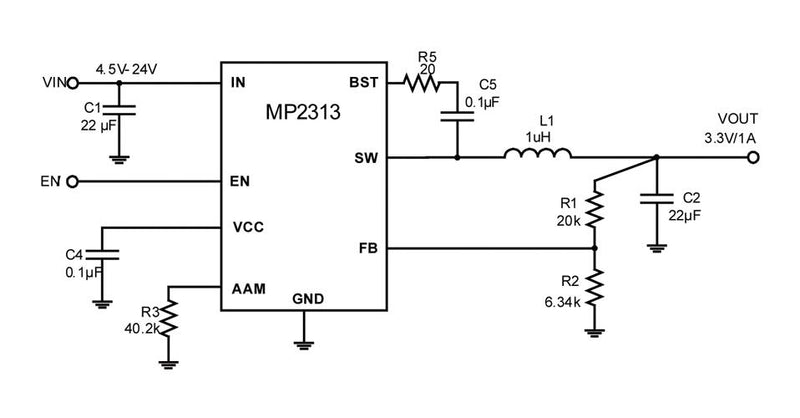 Monolithic Power Systems (MPS) MP2313GJ-Z DC-DC Switching Synchronous Buck Regulator 4.5V-24V in 800mV to 19.92V out 1A 2MHz TSOT-23-8