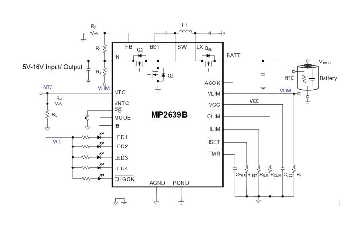 Monolithic Power Systems (MPS) MP2639BGR-Z MP2639BGR-Z Battery Charger for 1 Cell of Li-Ion Li-Pol 16V Input 4.35V/3A Charge QFN-EP-26