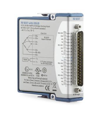 NI 780264-02 Strain / Bridge Module C Series NI-9237 50 Ksps 24 bit 4 I/P cDAQ/RIO Dsub Conformal Coated