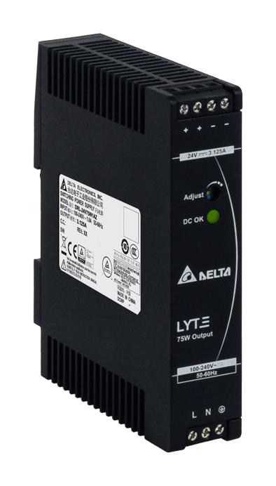 Delta Electronics / Power DRL-24V75W1AZ AC/DC DIN Rail Supply (PSU) ITE &amp; Laboratory Equipment 1 Output 75 W 24 VDC 3.125 A