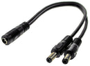 Powerpax C3703 Barrel Power Cord 2x 2.1mm DC Plug to Socket 12.2 " 310 mm Black