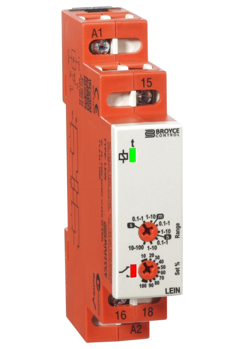 Broyce Control LEIN 12-230V AC/DC Lein Analogue Timer Series Interval One Shot 0.1 s 100 h 7 Ranges 1 Changeover Relay