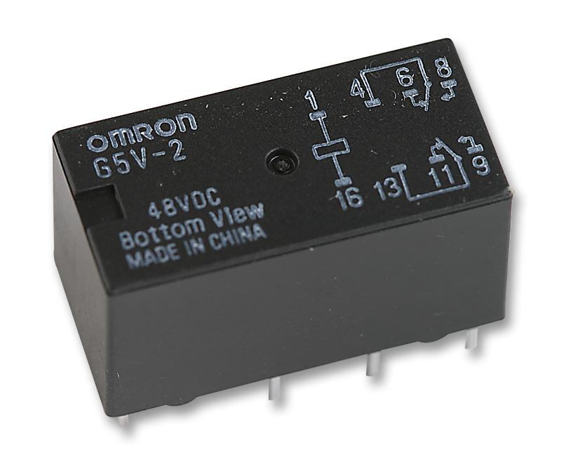 OMRON ELECTRONIC COMPONENTS G5V-2 48DC Signal Relay, DPDT, 48 VDC, 2 A, G5V-2 Series, Through Hole, Non Latching