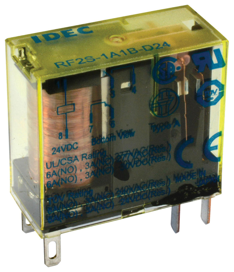 Idec RF2S-1A1B-D24 Power Relay SPST-NC SPST-NO 24 VDC 6 A RF2 Socket Non Latching