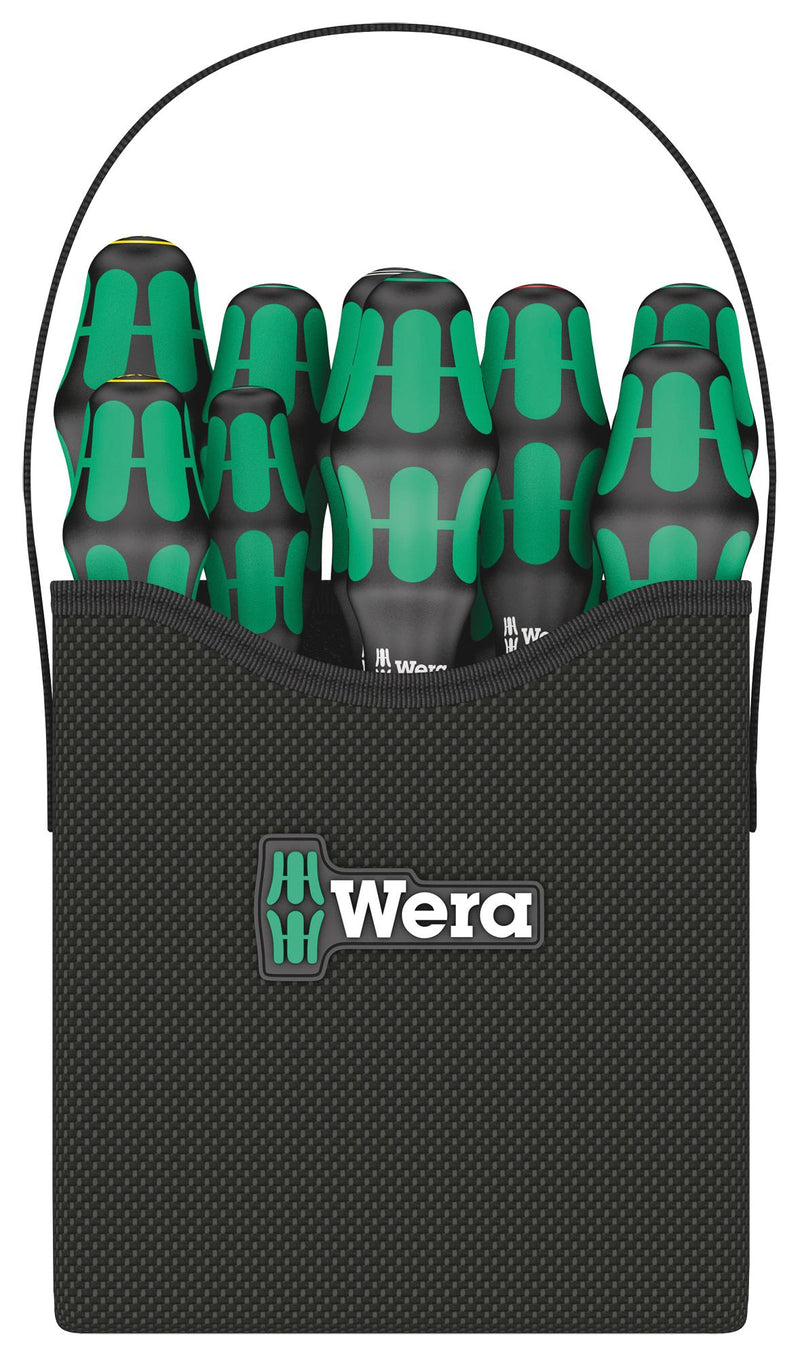 Wera 05004313001 Screwdriver Set Phillips Pozidrive Slotted Kraftform Plus Quiver Hook&Loop Strip 11 Piece