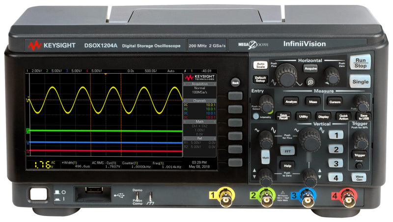 Keysight Technologies DSOX1204A+D1200BW2A Digital Oscilloscope Infiniivision 1000 X-Series 4 Channel 200 MHz 1 Gsps Mpts 1.7 ns