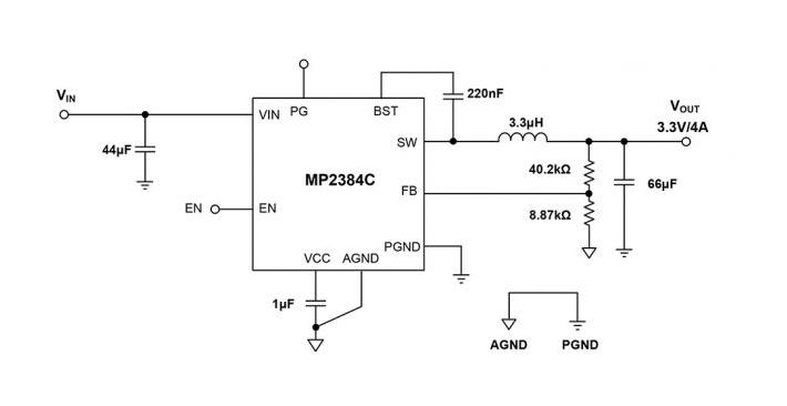 Monolithic Power Systems (MPS) MP2384CGG-P DC-DC Switching Synchronous Step-Down Regulator Adjustable 4.5-24V in 0.6-13V/4A out QFN-11