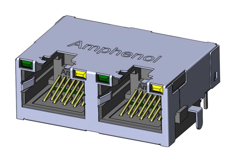 Amphenol Communications Solutions RJE722886412. RJ45 Conn R/A Jack 8P8C 2GANGED TH