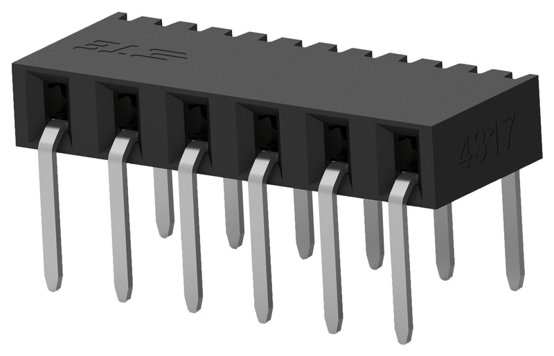 TE Connectivity 2314938-6 PCB Receptacle Board-to-Board 2 mm 1 Rows 6 Contacts Through Hole Mount Right Angle