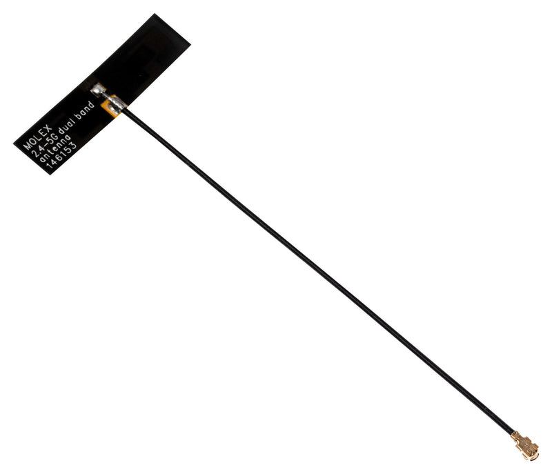 Molex 146153-0100.. Antenna Wifi 4.9 GHz to 5.93 4 dBi Gain 50 ohm Linear Polarisation Adhesive Mounting